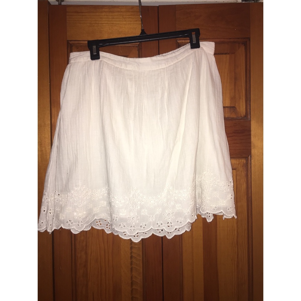 White Skirt with Lace Hem